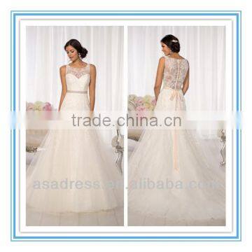 A Fitted Bodice Drop Waist and A Full Flowing Skirt and Court Train Wholesale Wedding Gowns (WDES-1052)