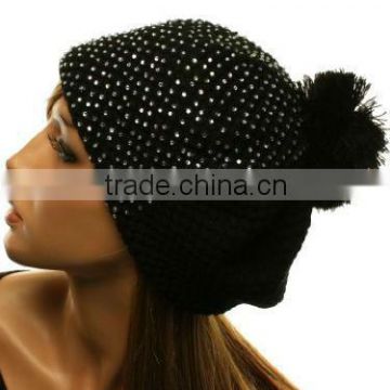 Chunky Pom Pom Soft Knit Winter Beret