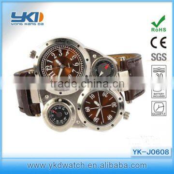 double time zone watch with compass and thermometer function