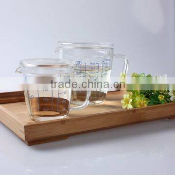 500ml Best-selling Handblown High borosilicate/ pyrex glass measuring milk cup with glass lid kitchen use