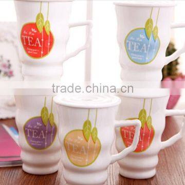 Creative Hot-selling Customized Slim Waist Ceramic Tea Mug With Lid and Spoon photo-2