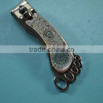 ZJQ-052 Foot shape carbon steel with pretty pattern film nail clipper with file