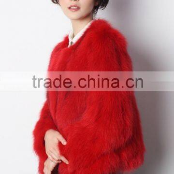 Short Style High Quality Red Fox Fur Coat for Luxurious Women