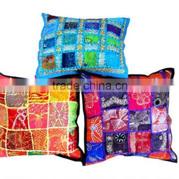 Vintage sari Patchwork ethnic tribal Throw Pillow Cushion Covers