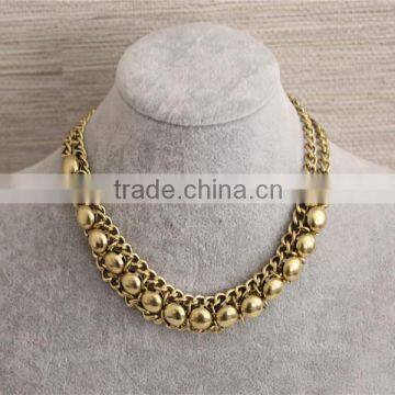 wholesale gold short ball beads chain necklace with connector
