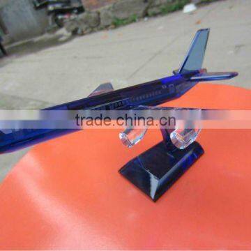 blue color crystal propeller-driven aircraft/airline/Boeing aeroplane for crystal transport models with engraved (R-1050