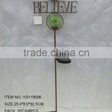 metal solar crackle glass ball light for garden ornaments YG119006