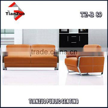 Warm Orange Color Leather fashion office sofa