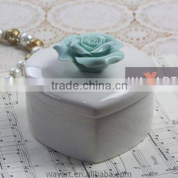 Heart Shaped Ceramic Jewelry Box of Ceramic Rose Box for Jewelry Wholesales