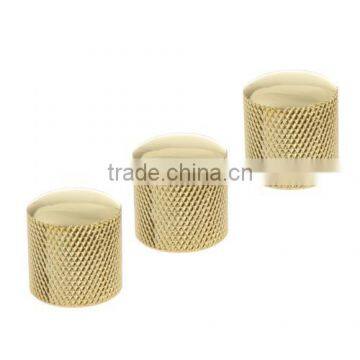 3PCS Gilded Metal Dome Knobs Knurled Barrel for Electric Guitar Parts Gold photo-6