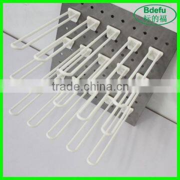 Supermarket White Display Double Wire Loop U Shaped Plastic Pegboard Hook photo-2