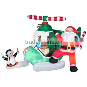 nice design Shop Santa Copter Landing Christmas Inflatable for party