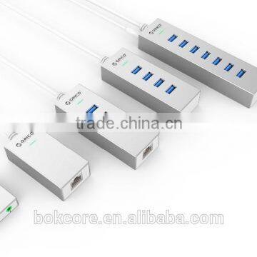 2015 customised Aluminum Alloy ASH premium 3 port, 4port, 7 port hub with RJ45/LAN adaptor