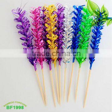 Wooden decorative floral party picks for wholesale