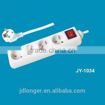Electric socket with plug hot French style 4 way electric extensionsocket with switch
