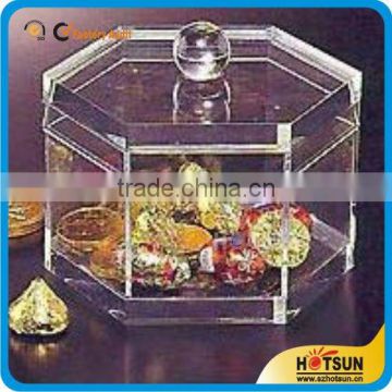 Clear acrylic hexagonal cand box with lid