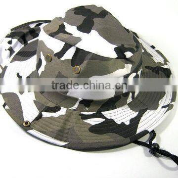 Custom Wide Brim Camo Safari Bucket Hat Cap with String