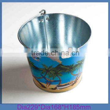 tin metal ice bucket with handle