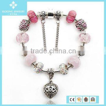 Famous New Design 925 Silver Ceramics Bead and Brass Chain Cat Alloy Bracelet photo-2