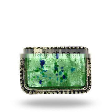 Metal & Glass rectanglel Knob (Green)