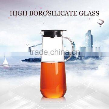 wholesale 1500ml borosilicate glass juice pot with plastic lid