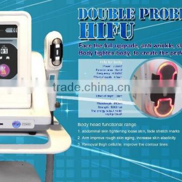 Multi-polar RF Double-Handle Hifu Beauty Supply Hifu 2016 Portable Face High Frequency  Hifu Lifting Machine Ultrasonic Hifu Beauty Equipment 8MHz