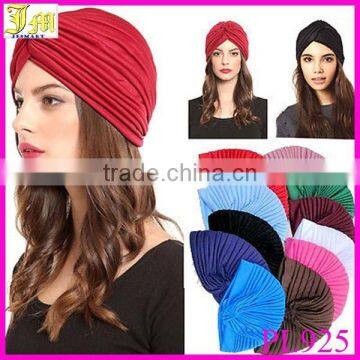 New Fashion Women Lady Hijab Pleated Indian Style Cap Stretchable Turban Hat Cloche Chemo Hair Cover Wrap