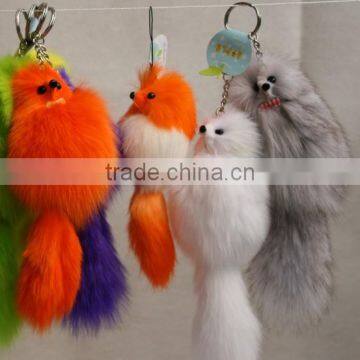 custom furry fake fur cute plush toy keychain