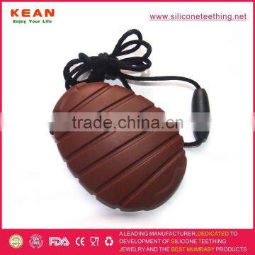 Food Grade Chewable Teething Necklace Silver Gemstone Pendant photo-4