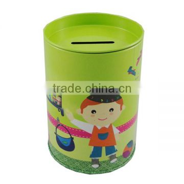 Round money coin saving tin piggy bank