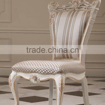 French new classic wooden dining room furniture flower hand carving fabric dining chair