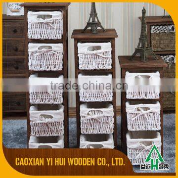 living room wooden cabinet/antique furniture with rattan drawers