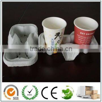 Environment Friendly Molded Pulp Cup Carrier/Cup Tray/2 Cup Carrier with Paper Cup