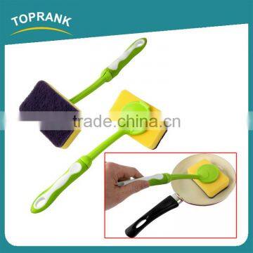 Toprank Durable Super Decontamination Kitchen Sponge Brush Dish Pan Cleaning Non-scratch Sponge Scouring Pad With TPR Handle