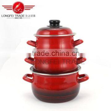 china popular 3pcs no stick hot sale enamel cookware set wholesale