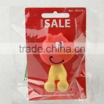 Sucker type pig shaped plastic bathroom accessories/toothbrush holder