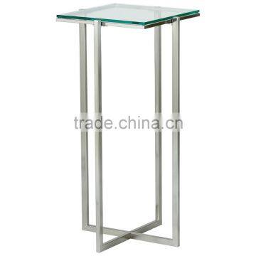 2015 New design glass top stainless steel base coffee table