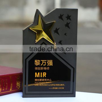 customized new design top quality black star crystal trophy