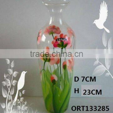 Decal printing glass vase,sprayed color glass vase