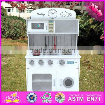 2017 New Design Pretend Play White Wooden Toy Kitchens for Toddlers W10C267 photo-2