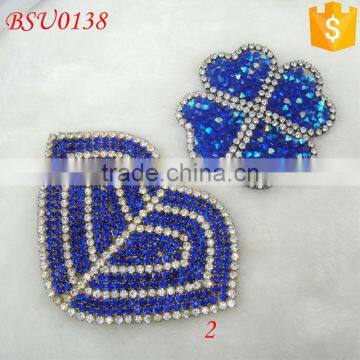 2016 Unique blue rhinestone pu leather shoe upper for sandal