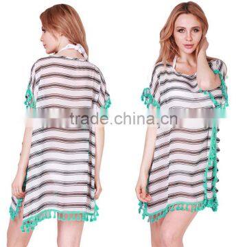 Summer Chiffon Beach Cover Ups Striped Beachwear Dress Tunics Bathing Suit Swimsuit Cover Up Swimwear Robe