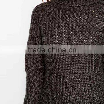 Factory Price High Neck Jumper Dress Women Sweater Knitwear With Long Sleeves photo-4