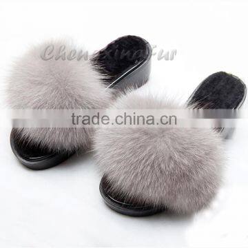 CX-A-70 Cheap Soft Women Wear Genuine Fox Fur Slides photo-3