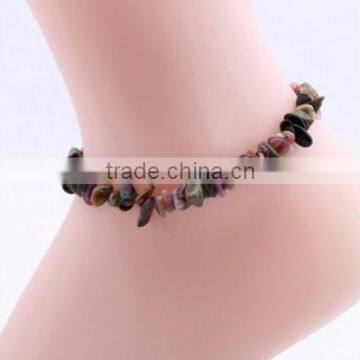 diy Tourmaline stone beads anklets handmade chip semi precious stone anklets bracelets for women foot jewelry