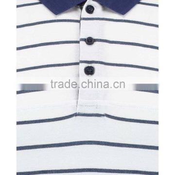 MGOO 100% Cotton Pique White Woven Stripe Polo Blue Tie Dye Color Short Sleeves Custom Polo photo-3