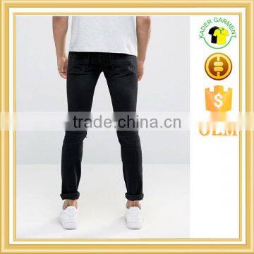 Hot Sale Mens Distressed Jeans Quality Skinny Jeans Black Washed Jeans photo-2