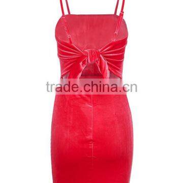 Backless Velvet Fabric Sexy Honeymoon Dresses Bow Bodycon 2017 Dresses Women Lady photo-6