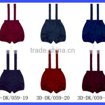Kids Clothing Manufacture Plain Color Cotton Newborn Braces Blank Design Baby Girl Suspend Shorts