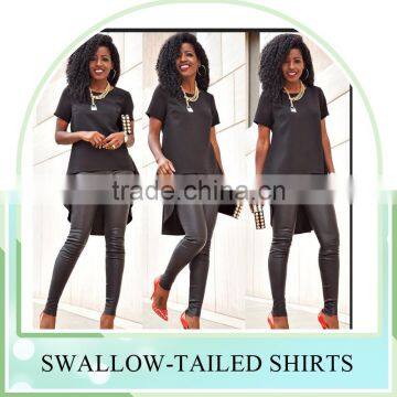 New Fashion Long Tail t Shirt Swallow-tailed Women Blouse Skirt Long Back Short Front Swallow Tailed Shirt for Women photo-2